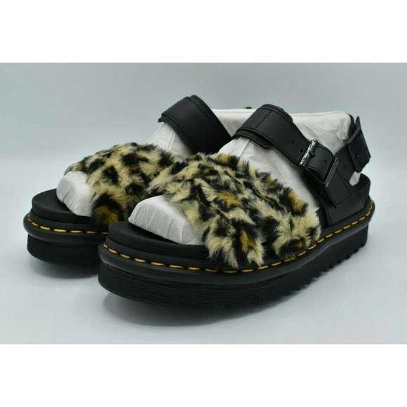 Dr. Martens Shoes - NWB Dr Marten Womens Size 10 Voss II Leopard Faux Fur Hydro Fluffy Sandals